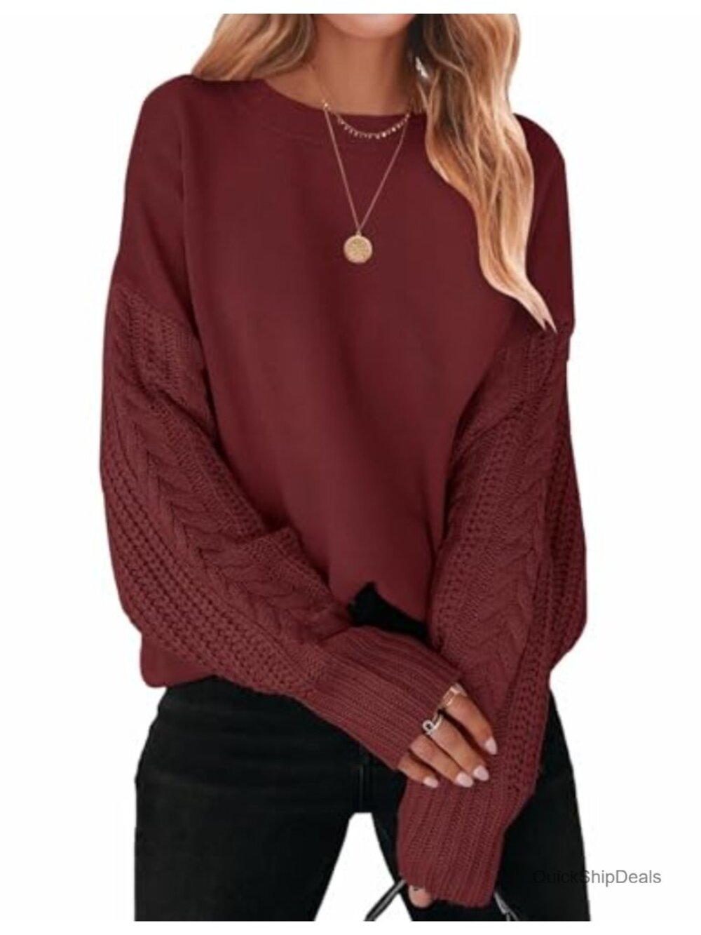 Oversized Cable Knit Sweater Womens Long Sleeve Pullover Tunic Top
